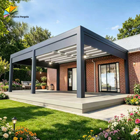 Store banne en alliage d'aluminium coupe-vent télécommandé pour pergola et patio extérieur