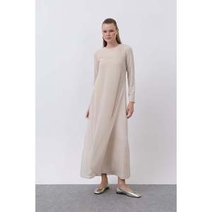 เดรสยาวผู้หญิงแต่งผ้าชีฟอง - 12447ELB - สีเบจ - Product Image 1