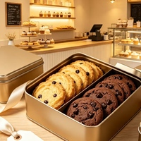 Boîte en métal carrée générique écologique en gros pour biscuits, gâteaux aux amandes, emballage de pâtisserie, cadeau