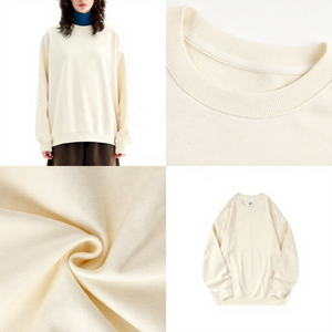 350gsm 100% Cotton French Terry Crew Neck <b>Sweatshirt</b> Oversized Drop Shoulder Unisex Solid Spring Autumn - Product Image 3