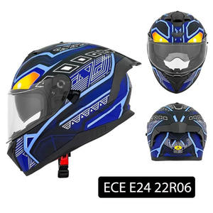 Casco de Motocicleta Integral de Lujo Transpirable con Certificación ECE E24 22R06, 16-20 Ventilaciones, Franja Roja Elegante para Desplazamientos Diarios - Product Image 1