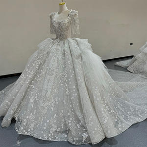 Vestidos de Novia de Gala con Cuello Cuadrado y Media Manga de Lujo Jancember MN236 - Product Image 3