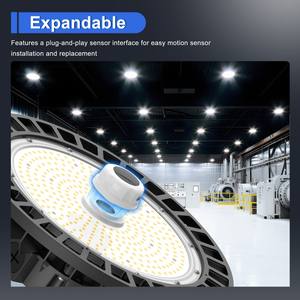 Lámpara High Bay Redonda Tipo UFO de Alta Luminosidad con Gancho de Suspensión, Sensor de Microondas y 3 Temperaturas de Color (3CCT) para Gimnasios y Clubes Deportivos - Product Image 4