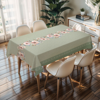Nappe carrée anti-rayures à motif floral vert clair RNPT, nappe rectangulaire anti-poussière, couvre-table pour fête et événement