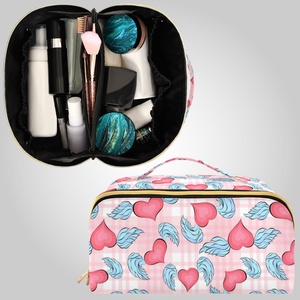 Pochette de maquillage de luxe personnalisée professionnelle avec fermeture éclair, organiseur de cosmétiques avec poignée - Product Image 1