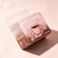 Boîte de rangement pour boissons en PVC transparent recyclable pour café et thé, design pliable avec crochet, laminage mat, logo personnalisé, impression UV