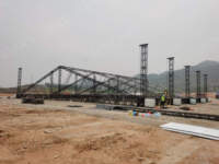 Cobertizo de techo para conciertos al aire libre, soporte de escenario, armazón de espiga negra, sistema de diseño, torre de elevación, a la venta