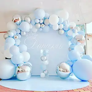 Kit de arco de globos de macarrón azul para decoración de fiesta de cumpleaños, globos de látex de aluminio para boda, fiesta de cumpleaños, Baby Shower, niños