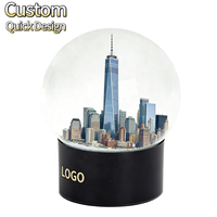 Globe à neige personnalisé avec la silhouette de New York, décoration en résine du One World Trade Center avec base logo
