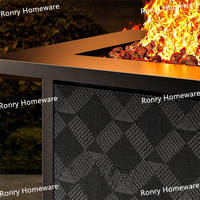 Table de foyer extérieur au gaz avec couvercle amovible, pierres de lave, structure en fer, ajoute une ambiance chaleureuse pour patio, jardin, fêtes Ronry