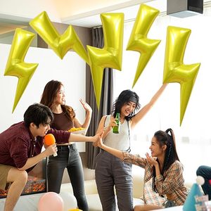 Ballons en feuille d'aluminium dorés en forme de foudre, ballons en mylar brillants en forme de foudre pour la décoration d'anniversaire de super-héros pour enfants - Product Image 5