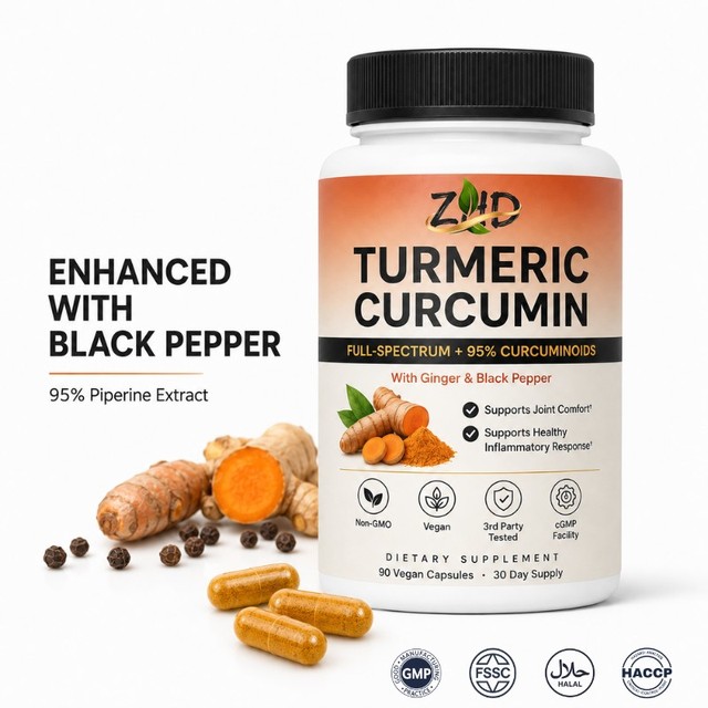 Turmeric Curcumin with 95% Piperine Black Pepper | OEM Supplement | High Absorption Private Label 95% Curcuminoids 90 Caps