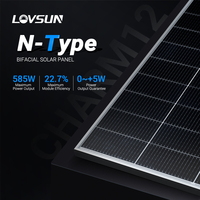 Panneaux solaires bifaciaux Lovsun 580w 600w 615w 630w 650w type N, panneaux solaires à double vitrage
