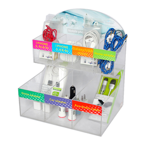 Cửa Hàng Bán Lẻ Countertop Rõ Ràng <span class=keywords><strong>Acrylic</strong></span> Xe Sạc/Tai Nghe/Điện Thoại Cable Hiển Thị Stand Trường Hợp Hộp Cho Điện Thoại Di Động Phụ Kiện Điện Thoại - Product Image 3