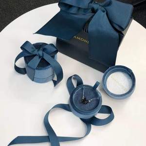 High Quality Bow Ribbon Square for Rings Pendants for Valentine's Day Gift Packaging Luxury <b>Velvet</b> Jewelry <b>Boxes</b> - Product Image 5