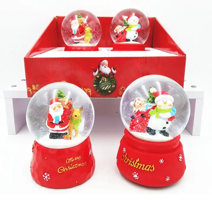 Customized 100 mm noel resin water globe Christmas decor snow globe with blowing snow
