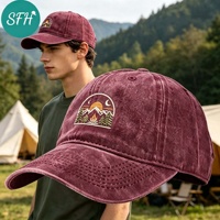 Casquette de baseball vintage unisexe réglable en coton lavé non structuré à bord incurvé souple avec logo brodé personnalisé pour le camping en extérieur