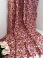 Tissu en dentelle florale ajourée non tissée hydrosoluble, épais, pour mariage, style européen et américain, 100 % polyester