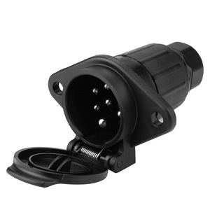 Enchufe de Remolque Kamtung de 7 Pines, Plástico, 24V, Cabeza Redonda, Universal, Negro, con Cubierta, para Sistemas Eléctricos de RV - Product Image 1
