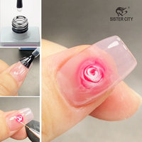 Vernis à ongles gel UV LED transparent pour motifs floraux, marbrés, aquarelle et encre, 15ml, flacon écologique pour créateurs