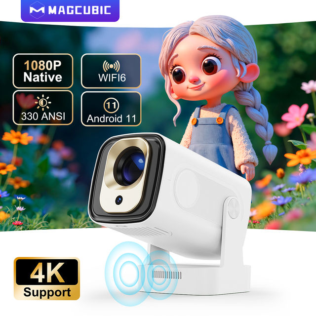 MagcubicHY310 4K Native 1080P Projector Dual Band WiFi6 BT5.4 Outdoor Cinema Portable LED LCD 330ANSI Lumens