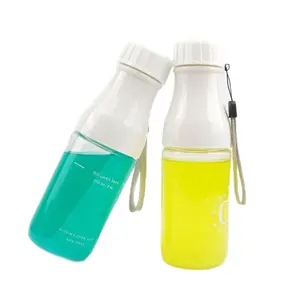 Tasse yogo en plastique Tritan sans BPA 500ml, bouteille personnalisée à deux compartiments pour milk-shake, tasse à thé à bulles colorée et bande