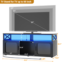 Meuble TV moderne 65+ pouces en bois écologique multifonctionnel pour salon, centre de divertissement TV avec éclairage LED et station de charge