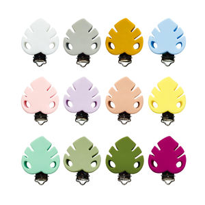 Perles en silicone pour bébé en gros, clips de sucettes en forme de feuille, perles de dentition en silicone sans BPA, de qualité alimentaire, non toxiques, 10 couleurs - Product Image 3