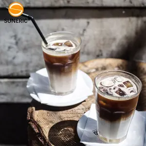 아이스 아메리카노 라떼 커피 마시는 머그잔 텀블러 스트라이프 콜드 브루 모카 플랫 화이트 더러운 커피 유리 컵