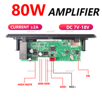 DC 8 v-26 V 2*40W Amplifier MP3 papan dekoder 80W ALAC MP3 Player untuk V5.0 USB modul FM AUX Radio rekaman Speaker plastik