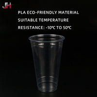 Gobelet jetable écologique en PLA 98 mm transparent pour boissons froides avec couvercle, logo personnalisé, fournisseur d'emballages alimentaires durables