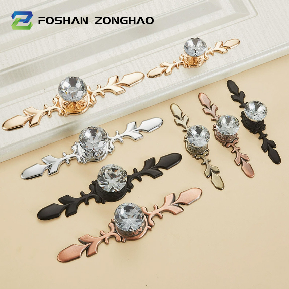 Single Hole Furniture Handle for Cabinet Wardrobe Door Leaf Shape Drawer Handle Transparent Crystal  Cabinet Handle