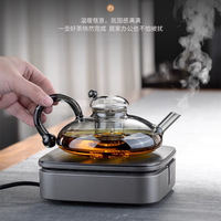 Théière en verre borosilicate de style queue de rat, fabriquée à la main, couleur grise, capacité 600 ml, de notre usine avec 41 ans d'expérience.