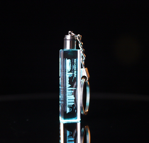 Wholesale Promotional Gift Cheaper Key Chains Custom Led Light 3D Glass Crystal Keychain