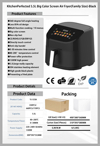 Friteuse à air électrique carrée sans huile 5,5 L, panier unique, antiadhésive, multifonctionnelle, intelligente, avec écran LCD numérique, pour cuisine - Meilleures ventes - Product Image 6