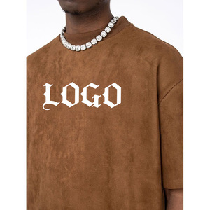 T-Shirt in camoscio con LOGO ricamato a manica corta moda <span class=keywords><strong>cotone</strong></span>/poliestere Vintage taglie forti da <span class=keywords><strong>uomo</strong></span> T-Shirt da <span class=keywords><strong>uomo</strong></span> - Product Image 3