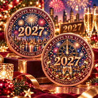 Pièce de monnaie commémorative de 1 oz en cuivre pur 999, artisanat métallique personnalisé, cadeau du Nouvel An 2027, relief 3D, impression UV, objet de collection