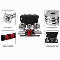 Ensemble d'haltères réglables 44 lb, barre de musculation 2-en-1, entraînement de force à domicile, plaques chromées, vente en gros, marque privée