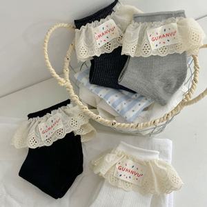 Gumanyu Women's Lace Trim Slouch <b>Socks</b> Breathable <b>Polyester</b> Mid Calf <b>Socks</b> For Youth Girls Fashion Ballet Style - Product Image 1