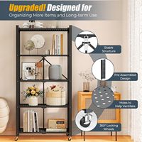 Rak Dapur 5 Lapis Logam, Unit Penyimpanan Lipat, Rak Penyimpanan Multi-layer Lipat yang Dapat Diletakkan di Lantai