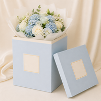 Grande boîte à fleurs en carton avec compartiment cadeau pour emballage de bouquet de roses, plateau d'insertion, couvercle et base rigides