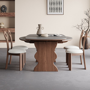 Mesa de Comedor Telescópica Ajustable de Madera Maciza Vintage, Convertible para <span class=keywords><strong>Restaurante</strong></span>, 8 Plazas, Estilo Americano Moderno y Sencillo para Oficina en Casa - Product Image 3