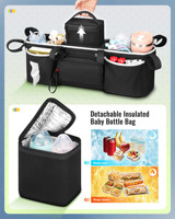 Accessoire de rangement pour poussette à double poussette robuste pour accessoires de bébé Organisateur de poussette pour bébé avec sac isotherme