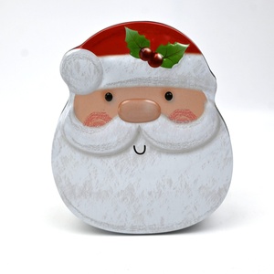 Santa Claus Head Shaped Tinplate <b>Box</b> with Embossed Lid for Candy and Food <b>Christmas</b> Gifts - Product Image 5
