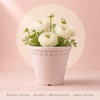 Pot de fleurs en plastique imitation terre cuite, lot de 2 pots empilables avec soucoupe