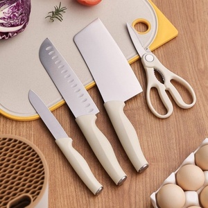 Ensemble de couteaux de cuisine en acier inoxydable, nouveau design, 5 pièces, ensemble de couteaux de chef, ensemble de couteaux avec manche en plastique et bloc - Product Image 2
