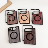 Étui de téléphone magnétique en bois de noyer foncé de luxe avec support de fixation pour voiture pour iPhone Duo, coque de protection professionnelle
