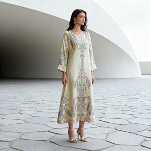 Abaya élégante en polyester imprimé de haute qualité, sur mesure, pour femmes musulmanes, fournisseur en gros OEM - Product Image 4