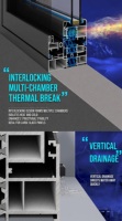 Fenêtre à battant en aluminium anti-corrosion à rupture de pont thermique, double vitrage, étanche, résistante aux ouragans, auvent, design moderne pour maison