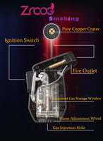 Briquet torche à flamme jet, coupe-vent, rechargeable au butane, portable pour cigarettes, cadeaux, grillades, barbecue, bougies, camping